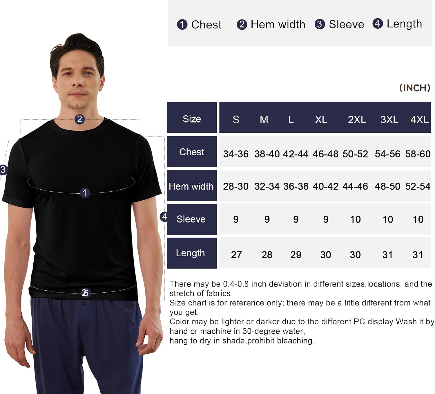 BAMBOO COOL Men's Undershirts Moisture Wicking Crewneck T Shirts 6 Pack