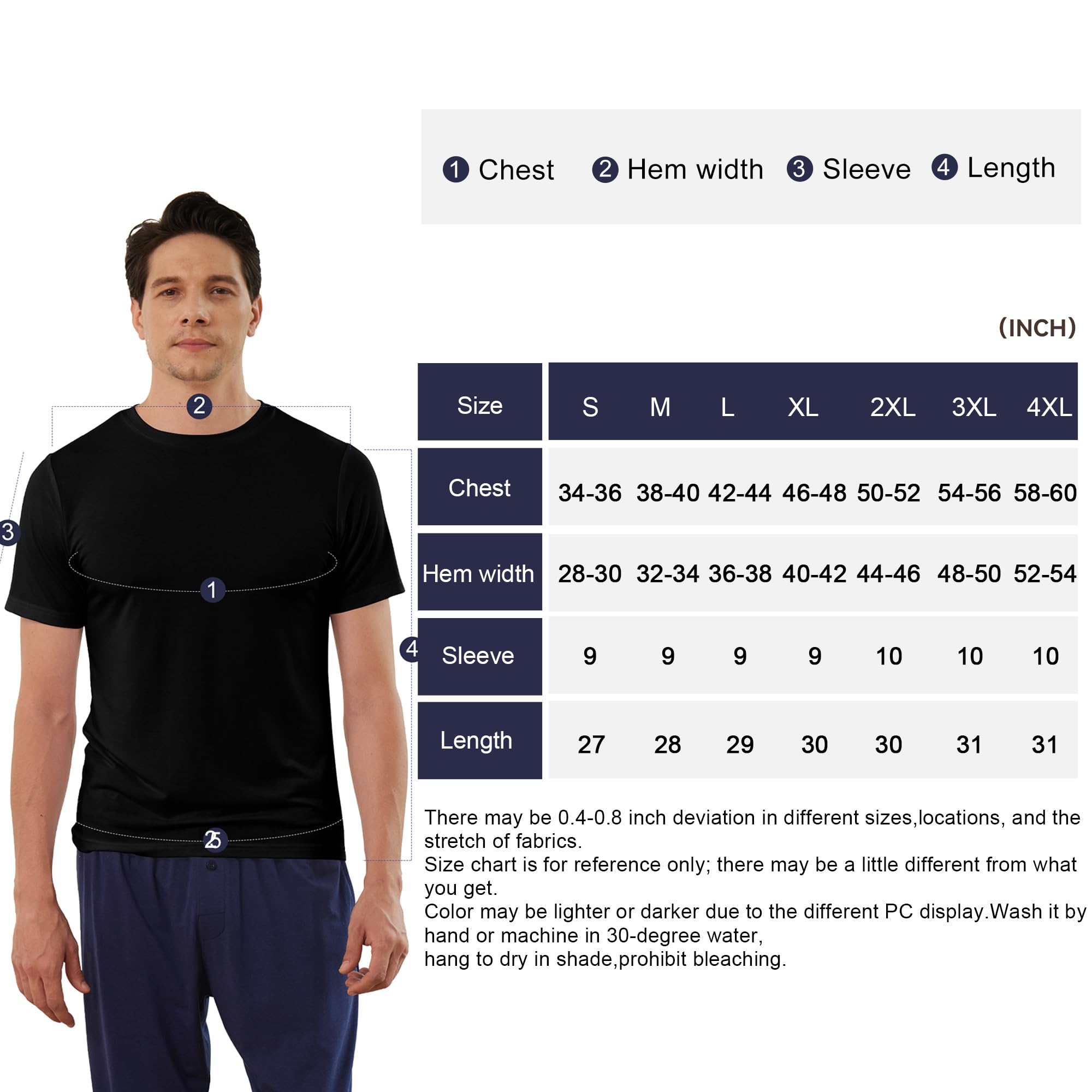 BAMBOO COOL Men's Undershirts Moisture Wicking Crewneck T Shirts 6 Pack