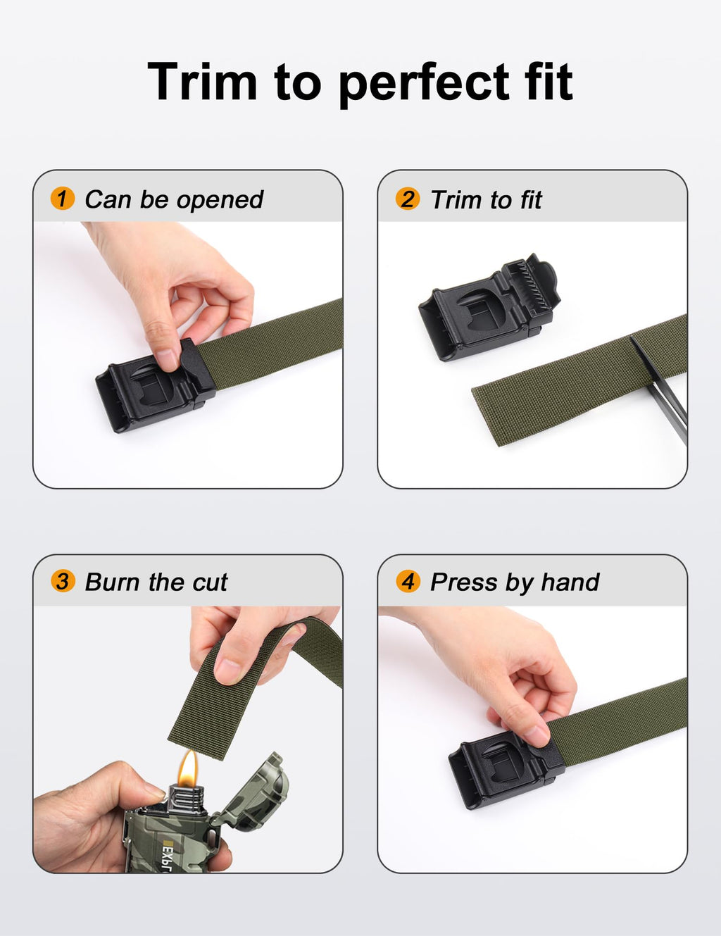 JUKMO Men's Stretch Tactical Belt, 1.5" Elastic Nylon Web with Flip Buckle