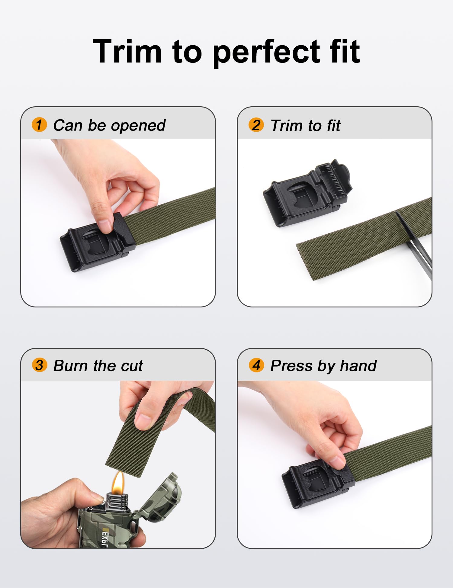 JUKMO Men's Stretch Tactical Belt, 1.5" Elastic Nylon Web with Flip Buckle