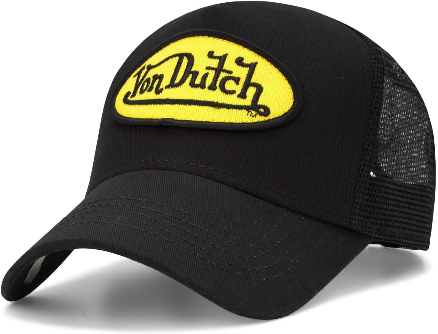 Von Dutch Unisex Trucker Hat - Retro Classic Solid Color Mesh Back Snapback Baseball Cap for Men & Women.