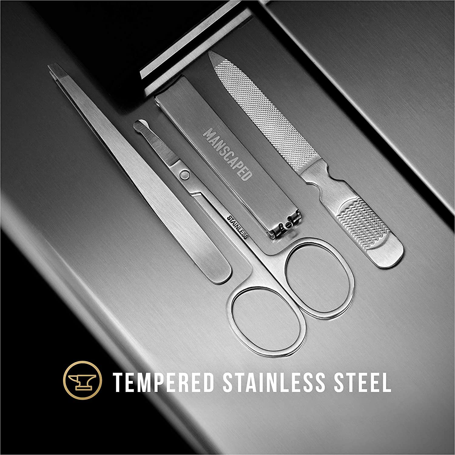 MANSCAPED® Shears 3.0, 5-Piece Precision Men’s Nail Grooming Travel Kit