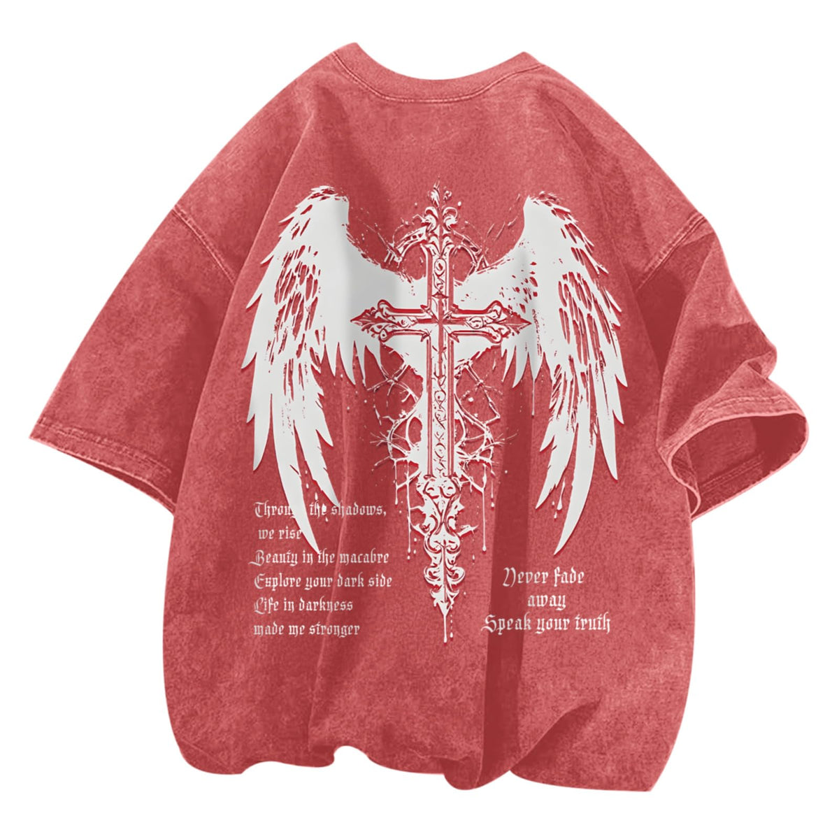 Vintage Goth Punk Shirts for Men Grunge Streetwear Oversized Tshirts Gothic Cross Y2k Graphic Tees Acid Wash T Shirt