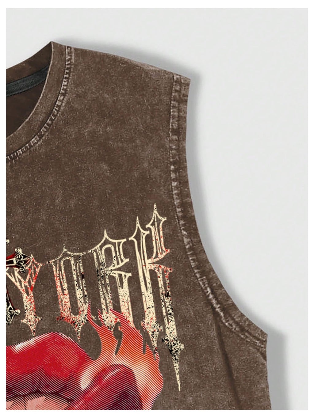 Verdusa Men's Graphic Tees Y2k Grunge Distressed Tee Summer Shirt Sreetwear
