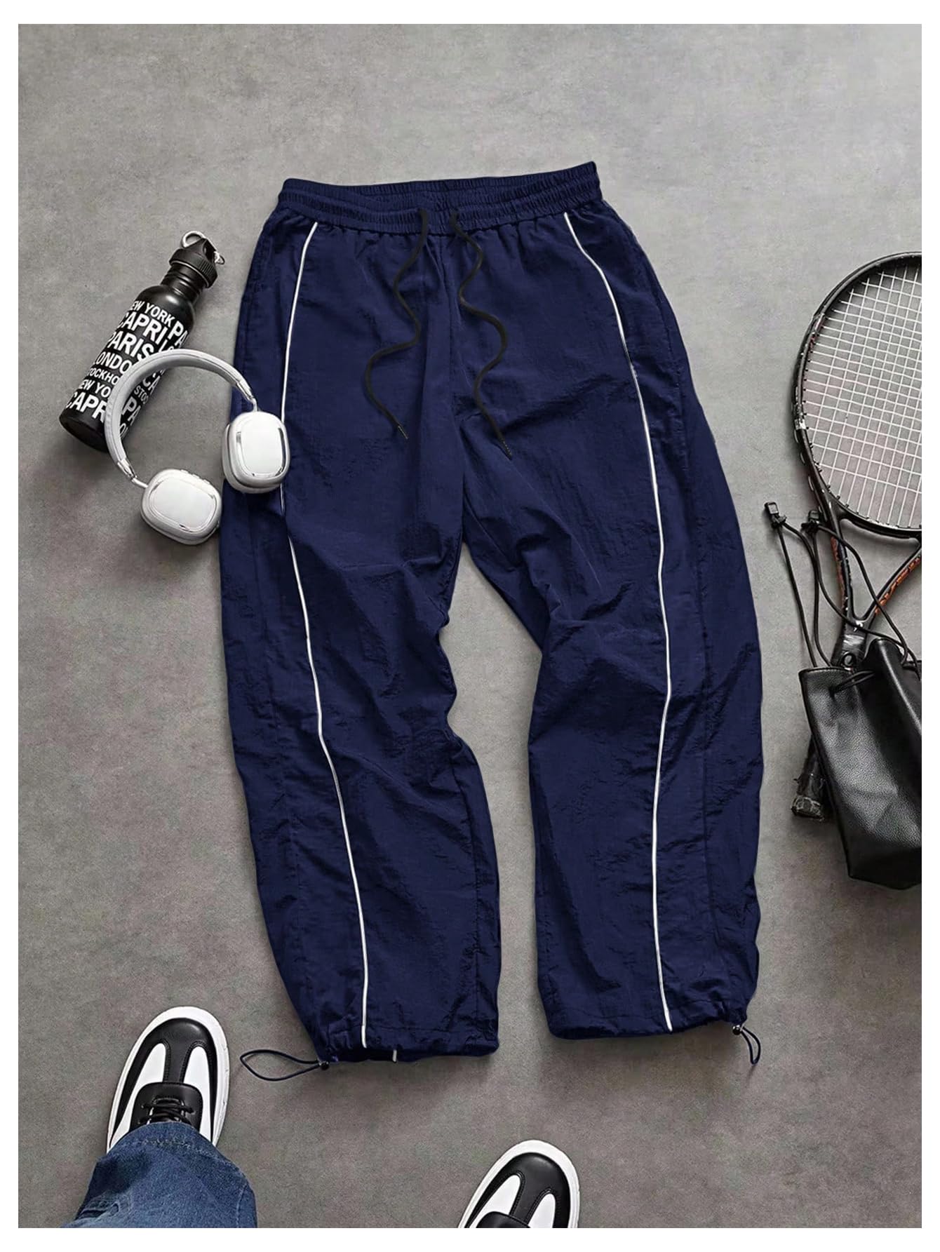 SHENHE Men's Y2k Wide Leg Baggy Parachute Pants Hip Hop Track Trousers