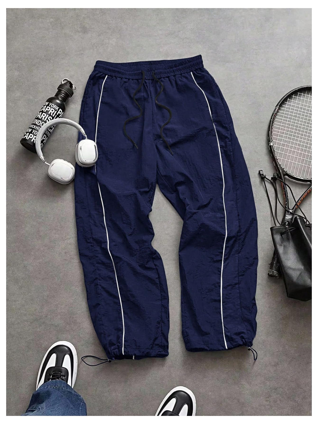 SHENHE Men's Y2k Wide Leg Baggy Parachute Pants Hip Hop Track Trousers