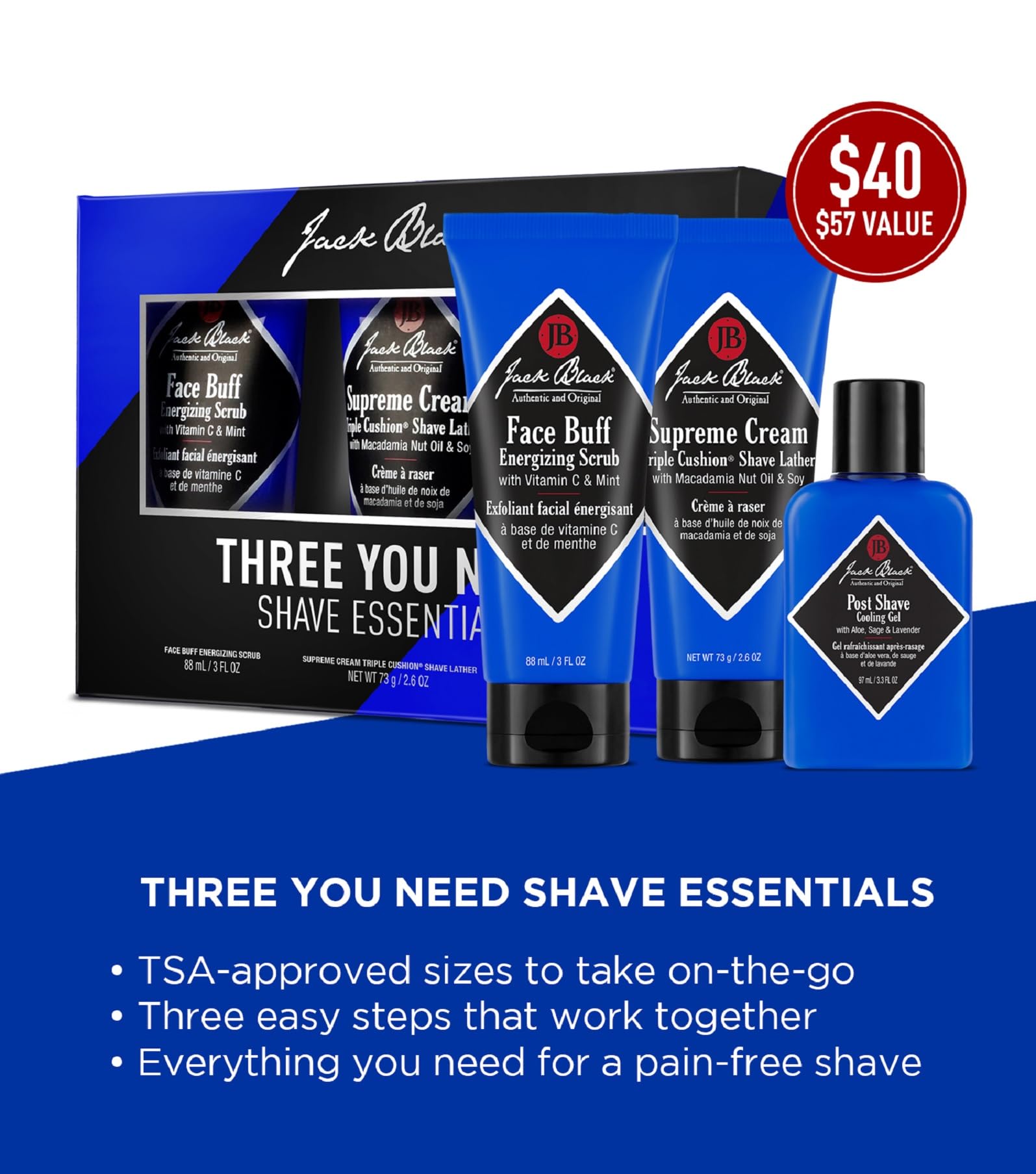 Jack Black Men's Skincare Kit, Men's Gift Set, Travel-Ready