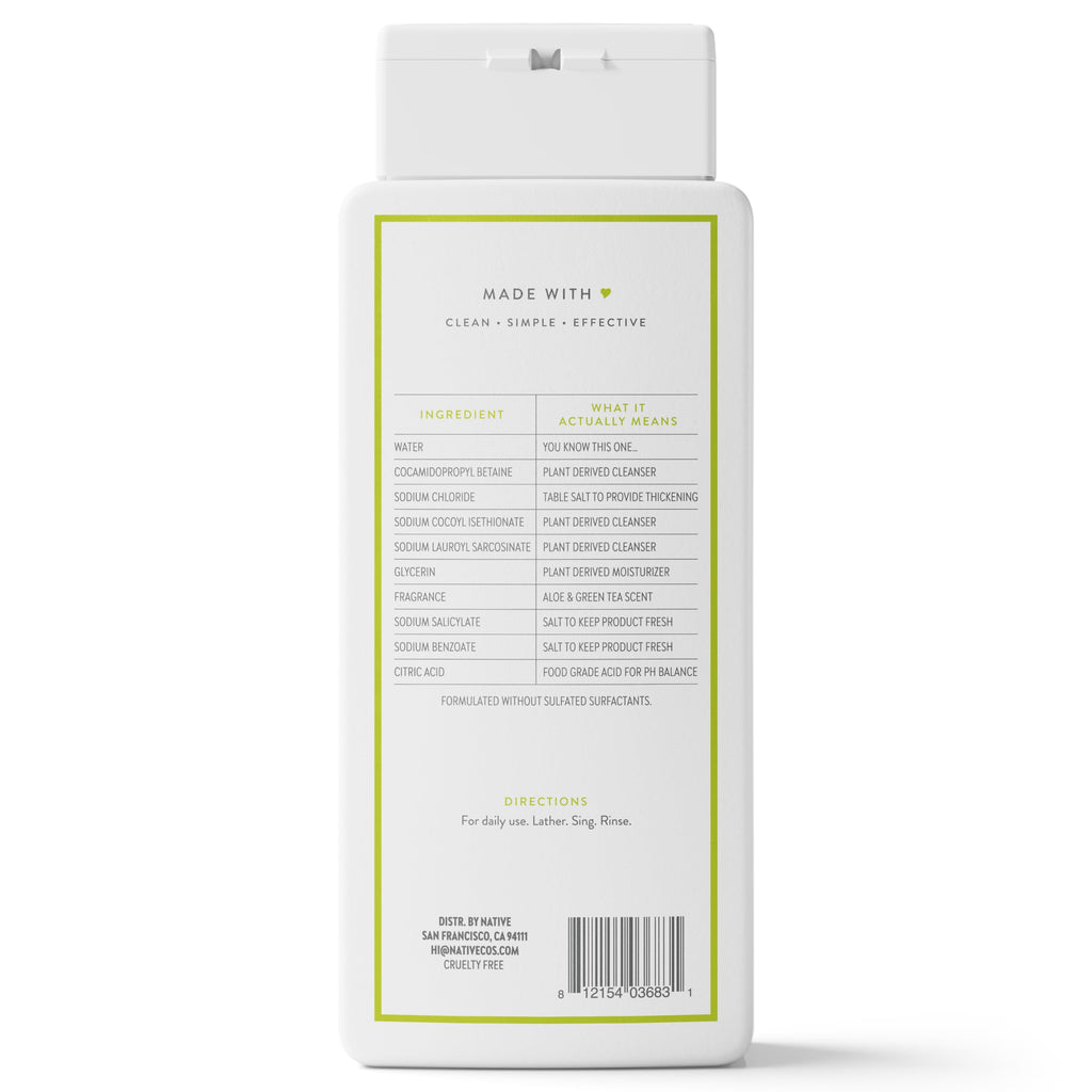 Native Clean Body Wash, Gentle & pH-balanced for Sensitive Skin, 24-Hr Freshness for Men & Women, Vegan & Cruelty-Free, Free of Sulfates, Parabens & Phthalates, Sea Salt & Cedar, 18 fl oz
