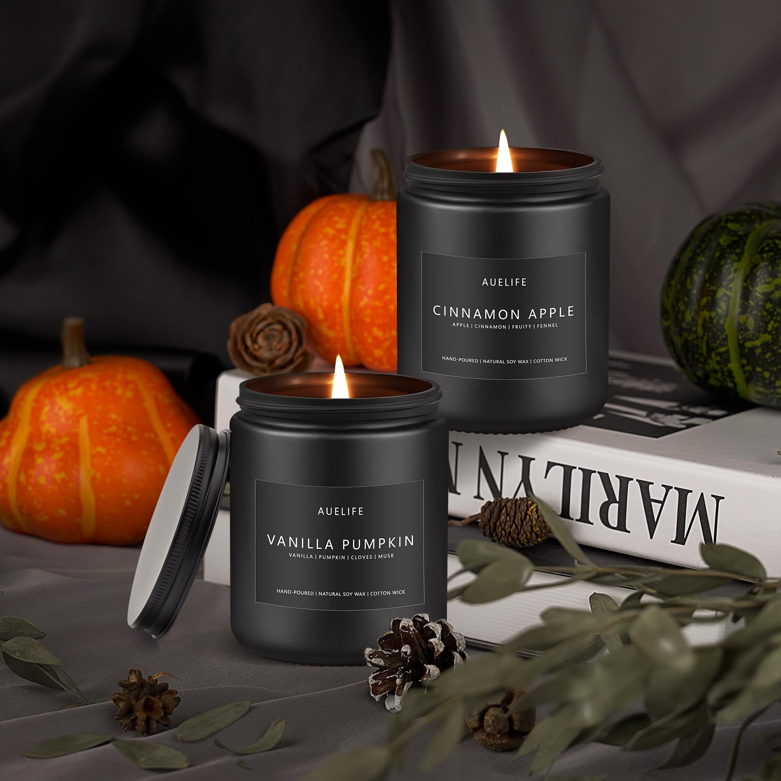 Auelife Candles for Men Gift Set, 4 Pack Soy Wax, Masculine