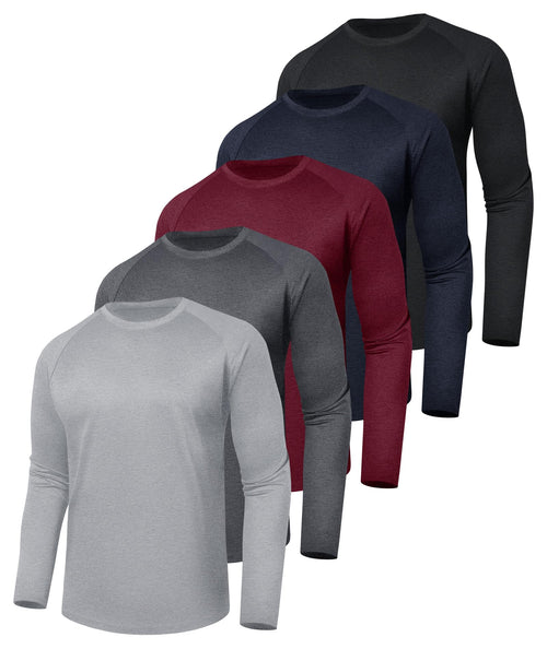 3 Pack Long Sleeve Shirts for Men - Quick Dry Moisture Wicking UV Sun Protection T-Shirts for Fishing Workout Athletic Gym