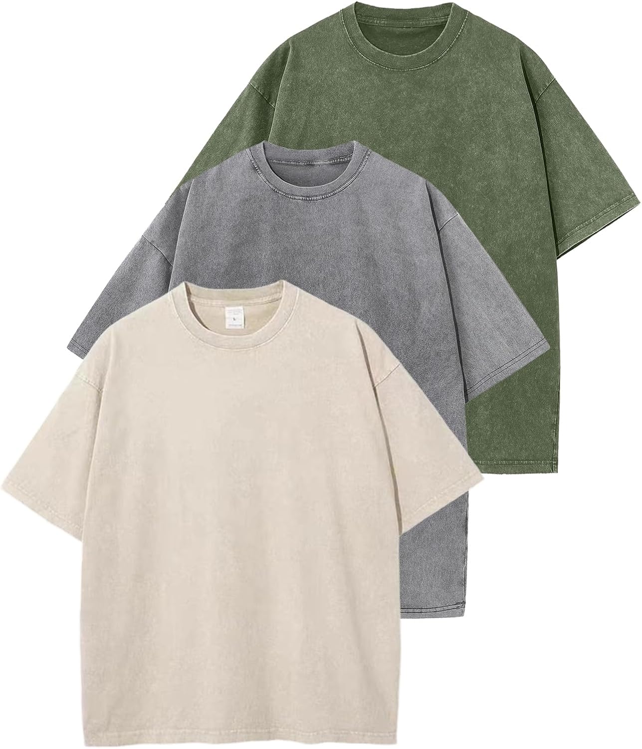 Arssm Men Oversized T Shirts Vintage Tee Loose Fit Short Sleeve Casual Streetwear Baggy Washed Unisex Tops