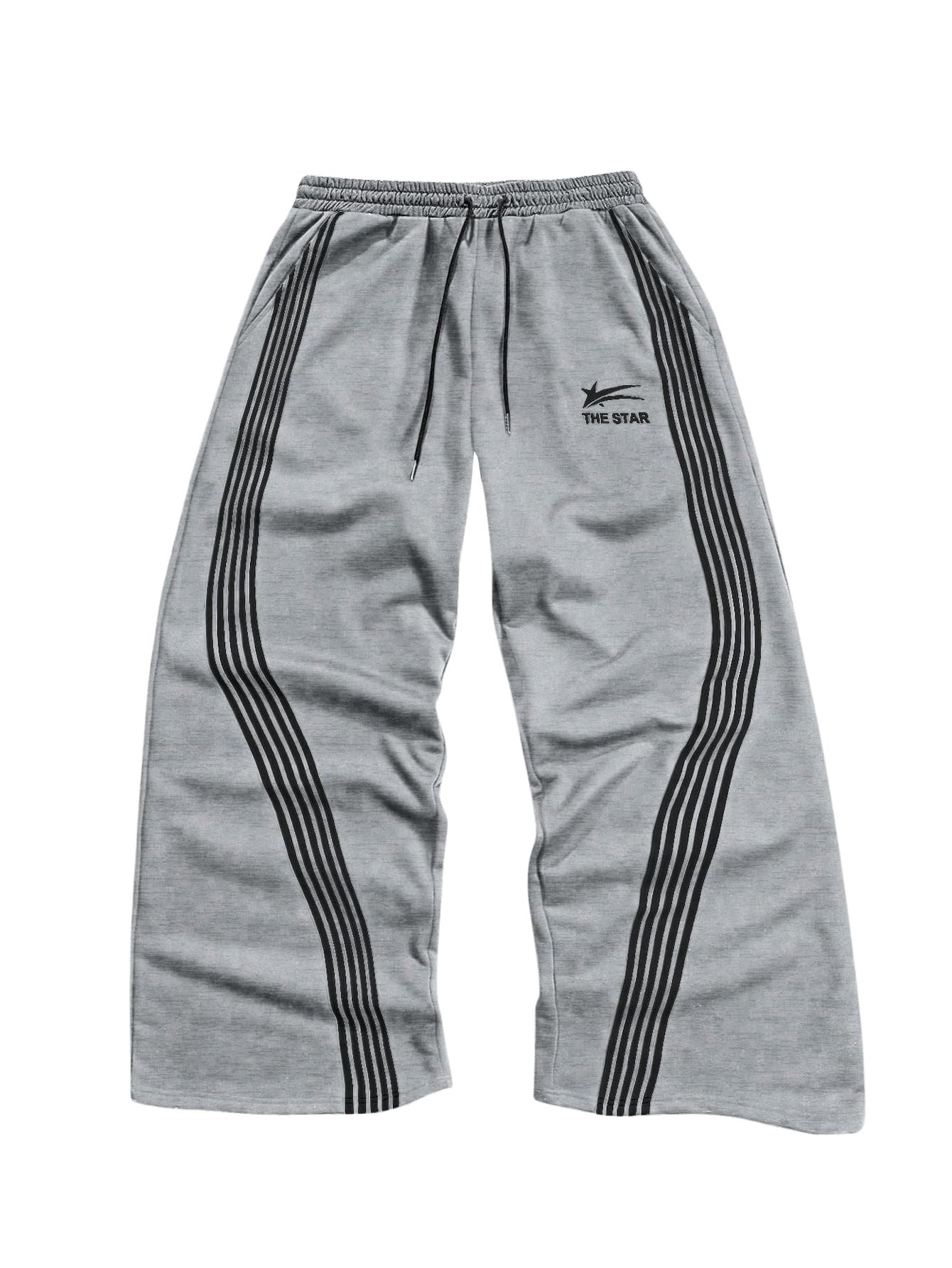 SHENHE Men's Y2k Graphic Track Striped Parachute Wide Leg Sweatpants