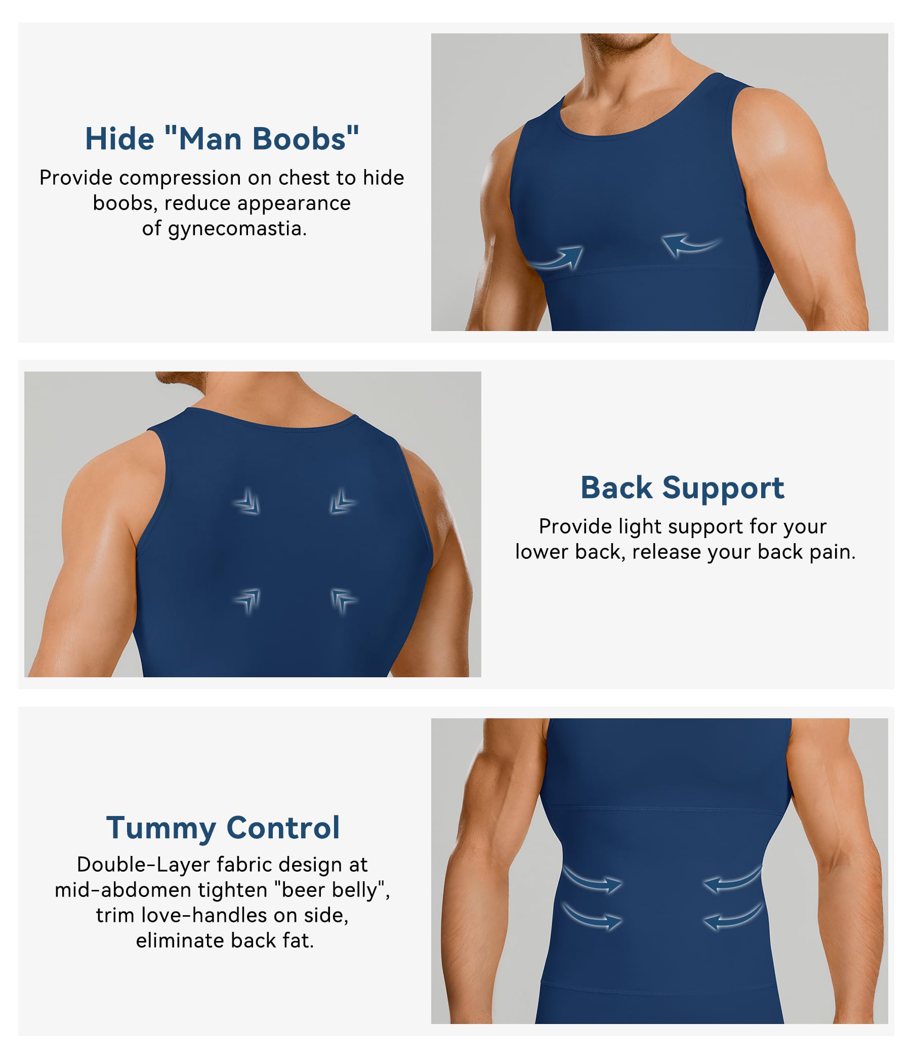 Mens Compression Shirt Slimming Body Shaper Vest Workout Tank Tops Abdomen