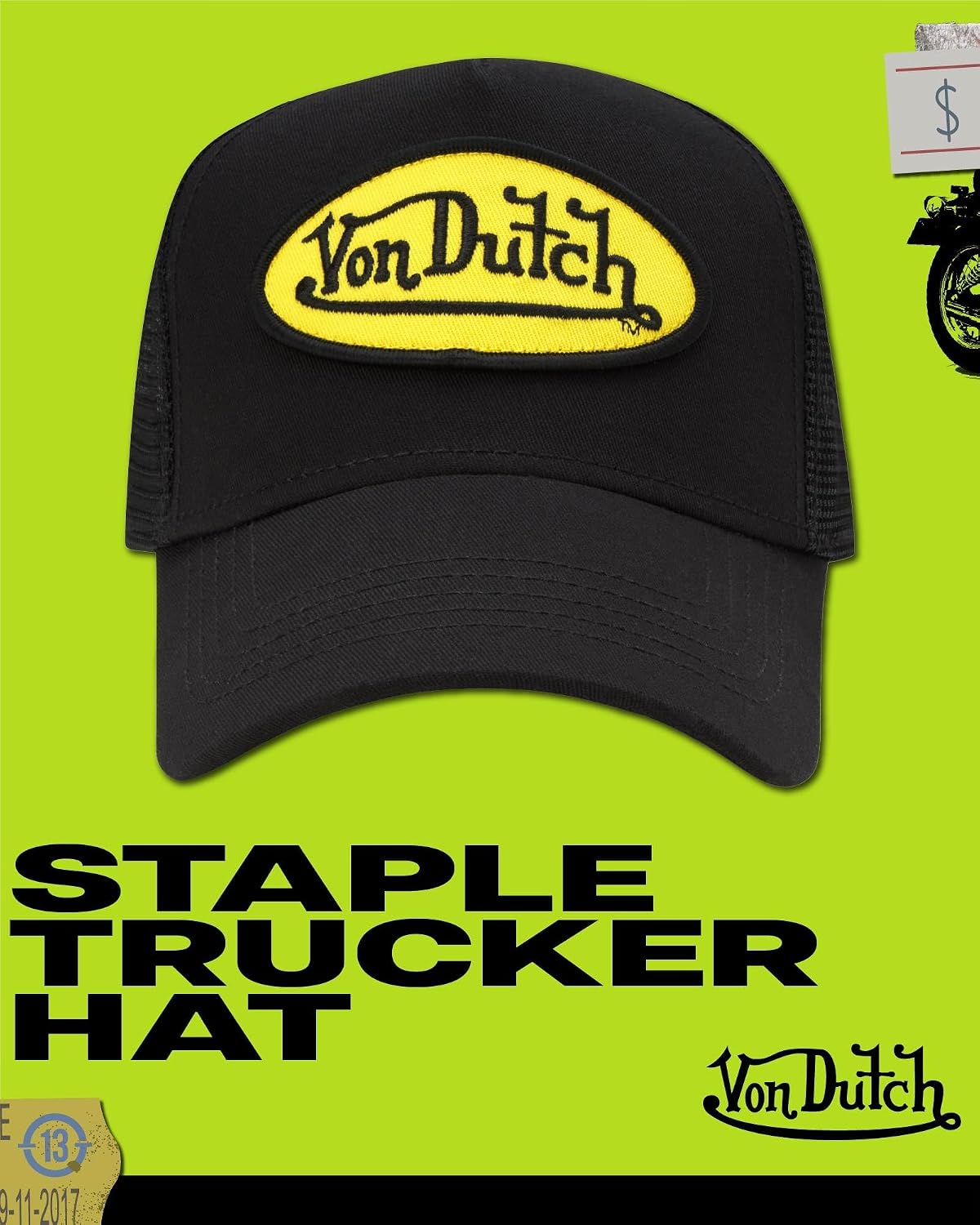 Von Dutch Unisex Trucker Hat - Retro Classic Solid Color Mesh Back Snapback Baseball Cap for Men & Women.