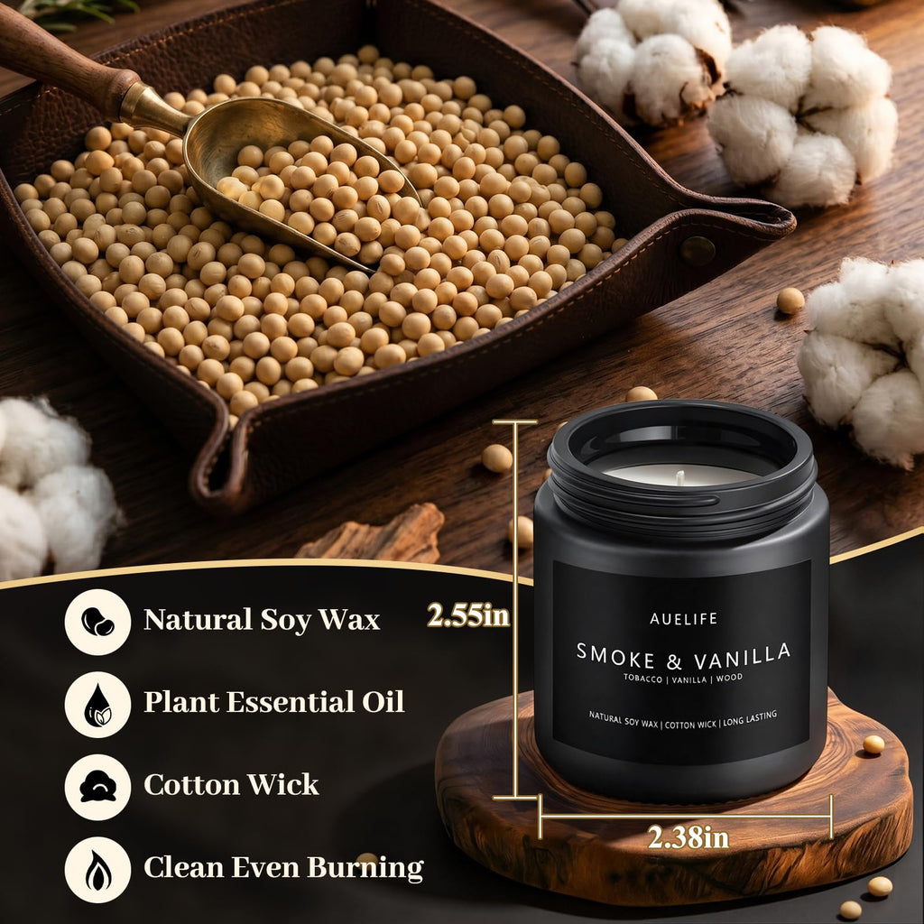 Auelife Candles for Men Gift Set, 4 Pack Soy Wax, Masculine