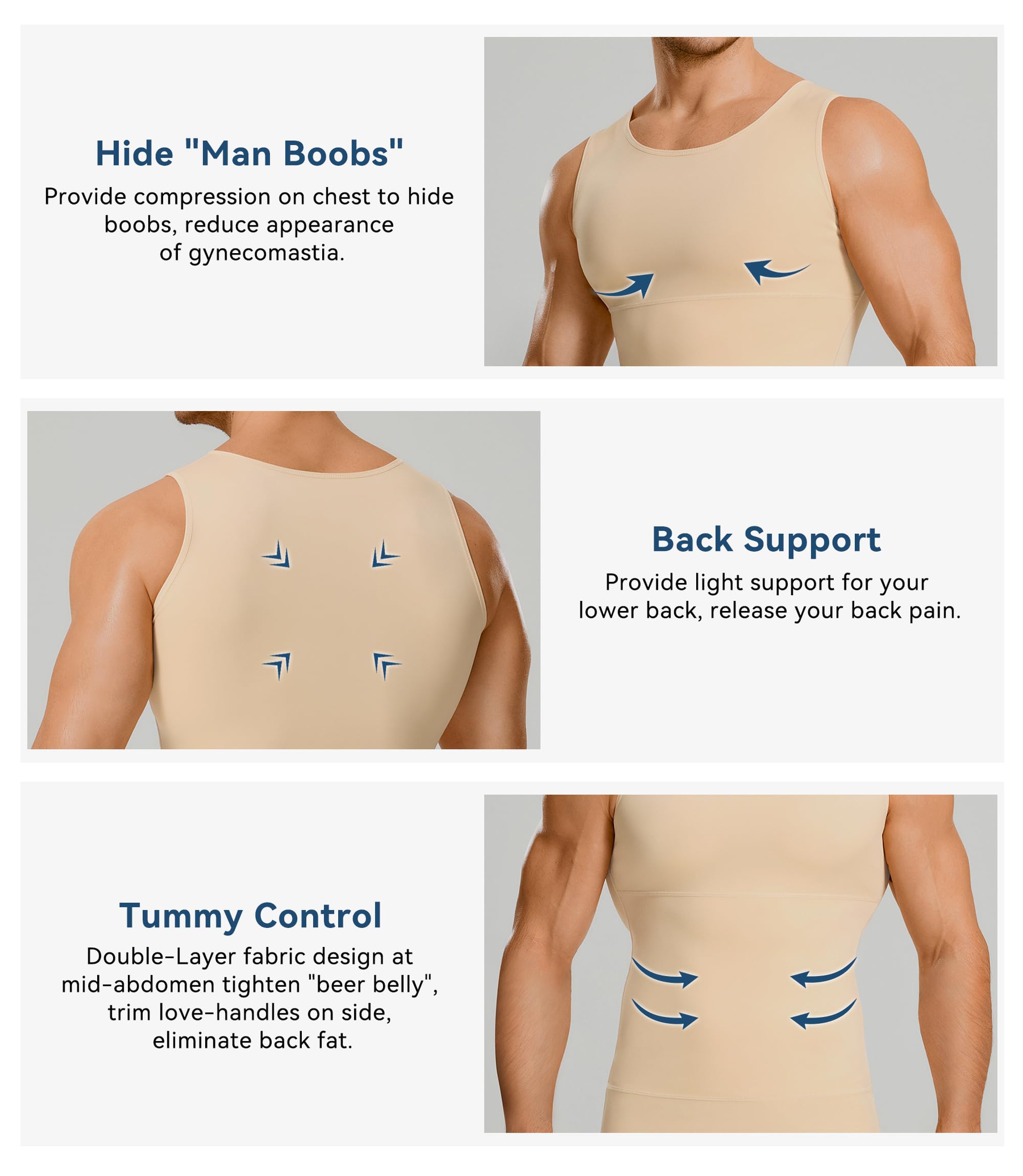 Mens Compression Shirt Slimming Body Shaper Vest Workout Tank Tops Abdomen
