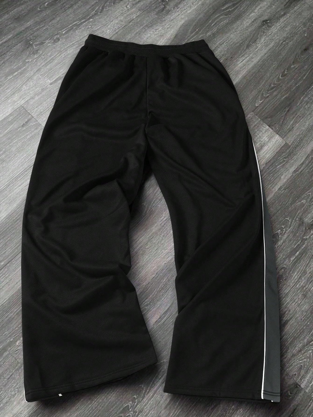QJQ Men's Baggy Track Pants Casual Wide Leg Striped Side Sweatpants Drawstring Elastic Waist Y2k Streetwear