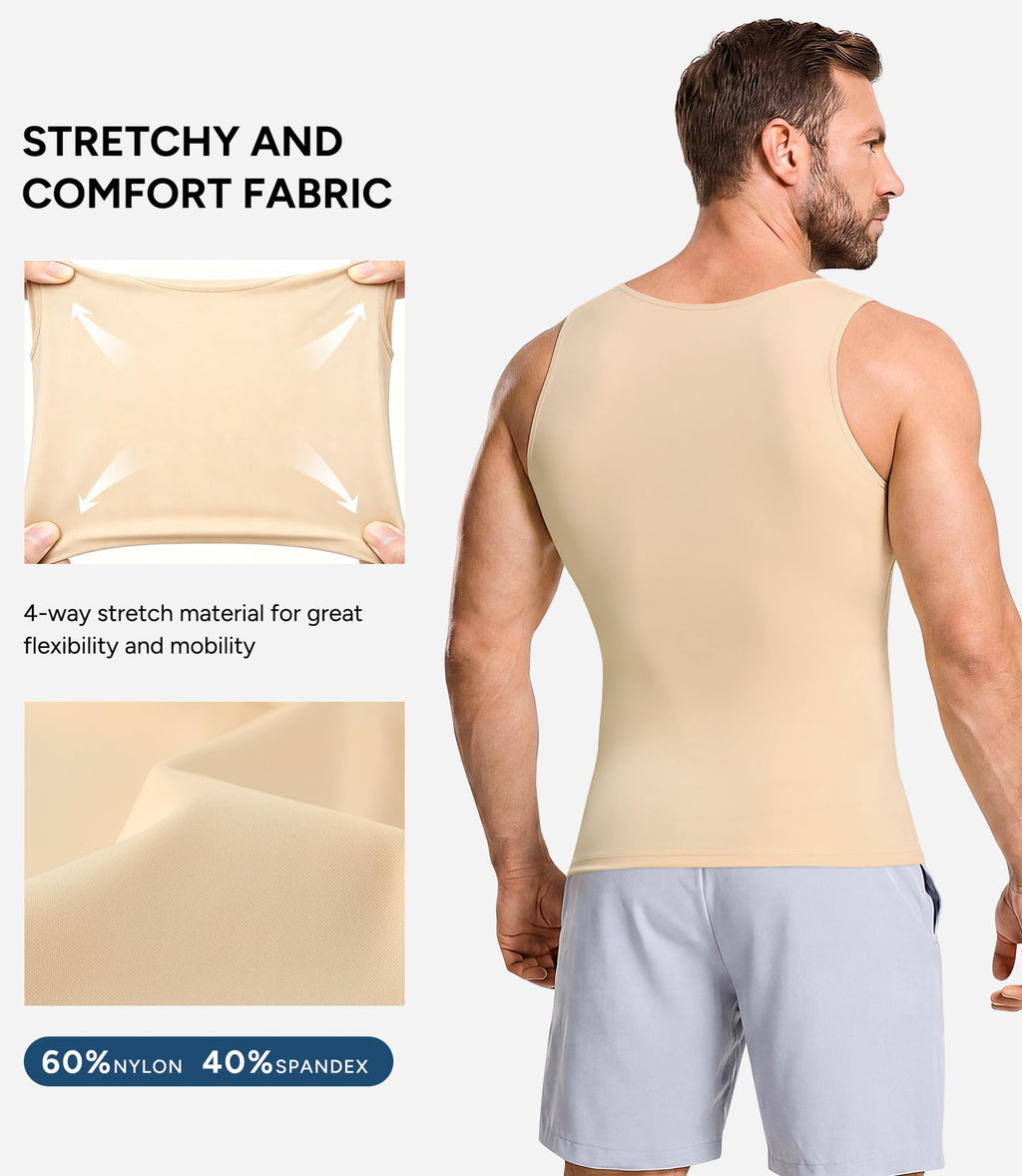 Mens Compression Shirt Slimming Body Shaper Vest Workout Tank Tops Abdomen