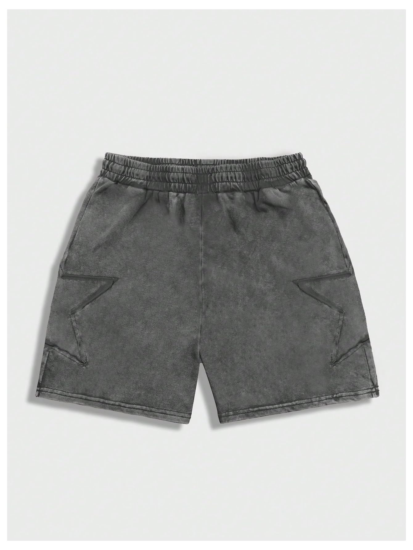 VIPWOLF Men's Star Graphic Y2k Shorts Distressed Track Shorts Streetwear