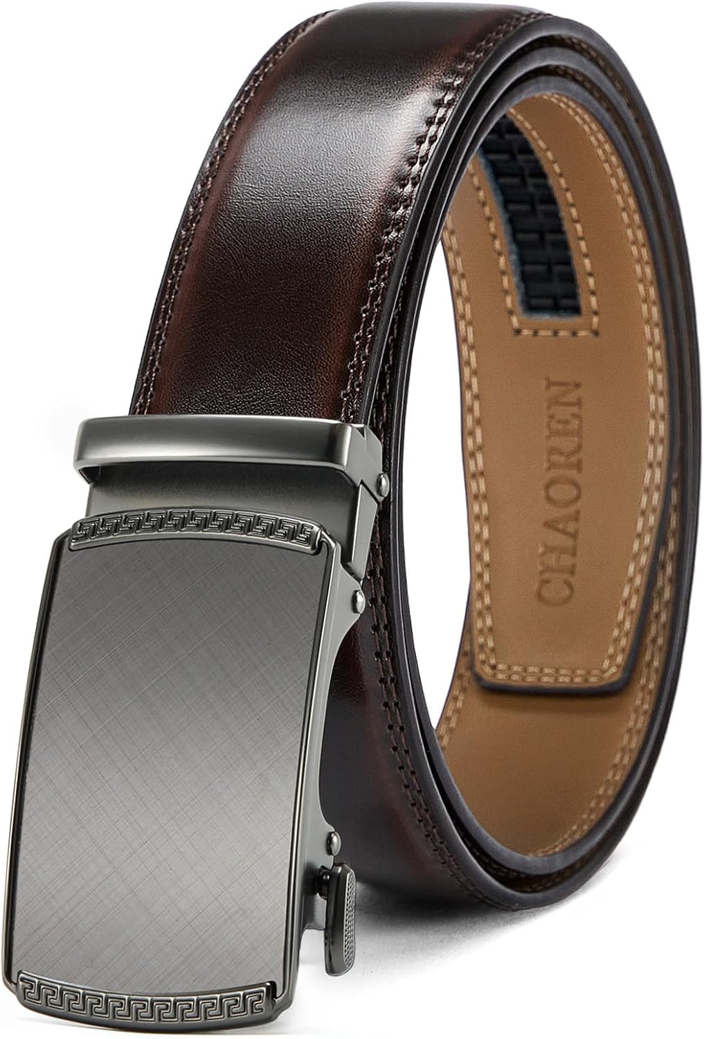 CHAOREN Men's Leather Ratchet Belt - Customizable Fit (35mm)