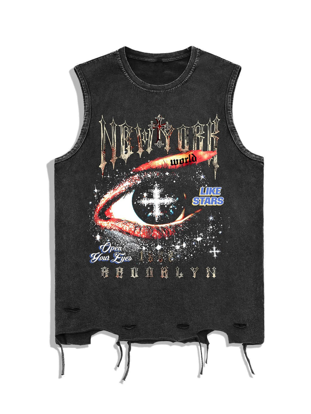 Verdusa Men's Graphic Tees Y2k Grunge Distressed Tee Summer Shirt Sreetwear