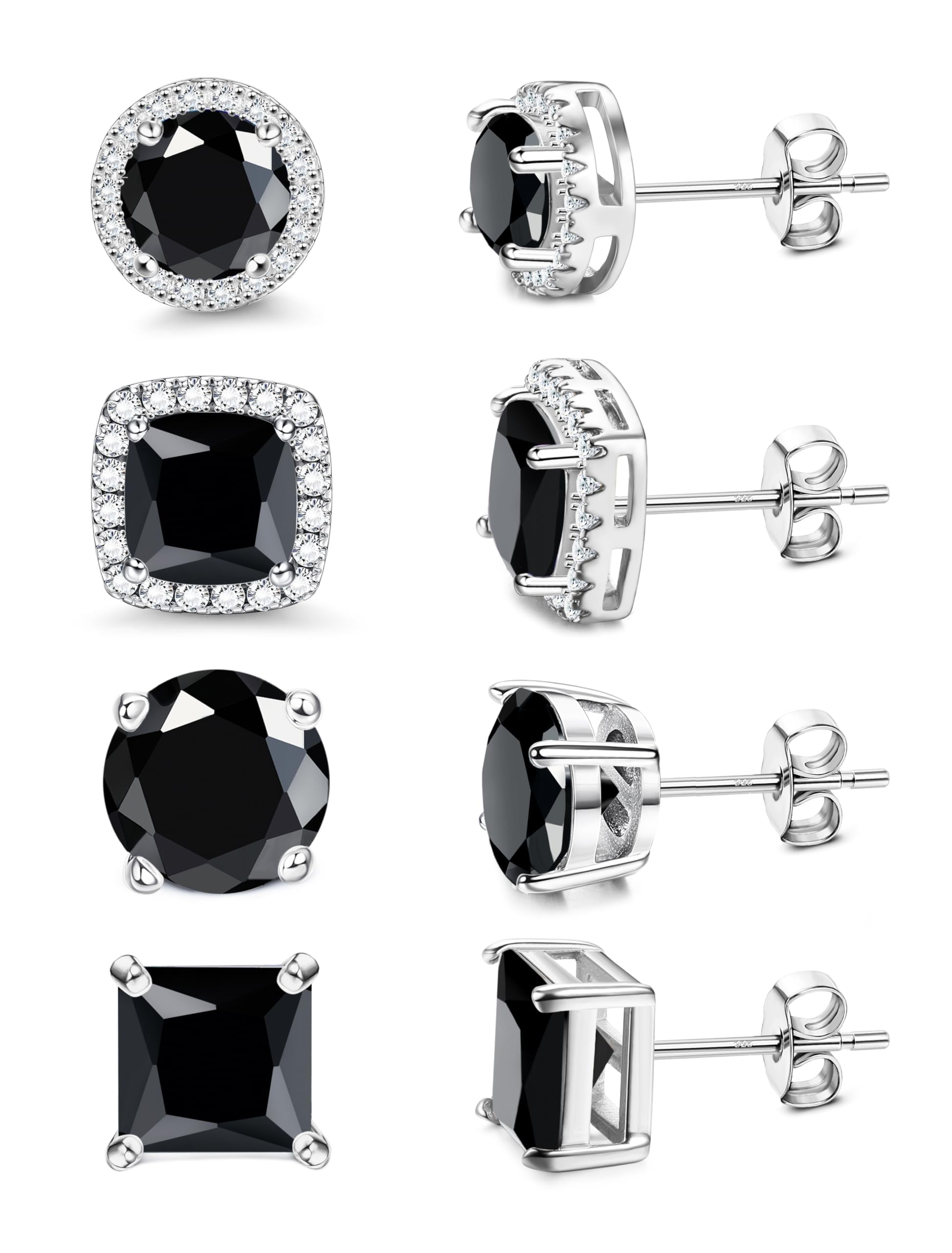 MILACOLATO S925 Sterling Silver Stud Earrings for Women Men Hypoallergenic 18K Gold Plated Cubic Zirconia Earrings Studs Brilliant Simulated Diamond Halo Earring for Sensitive Ears