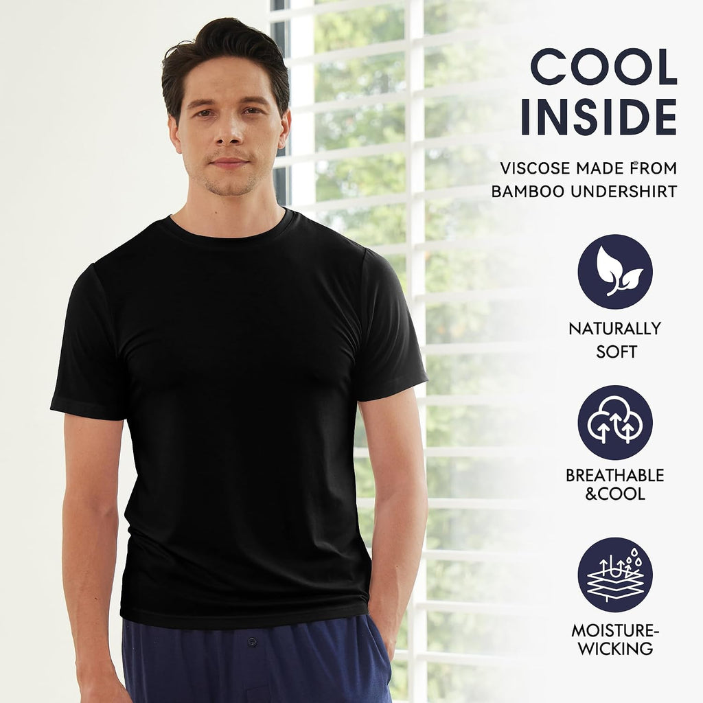 BAMBOO COOL Men's Undershirts Moisture Wicking Crewneck T Shirts 6 Pack