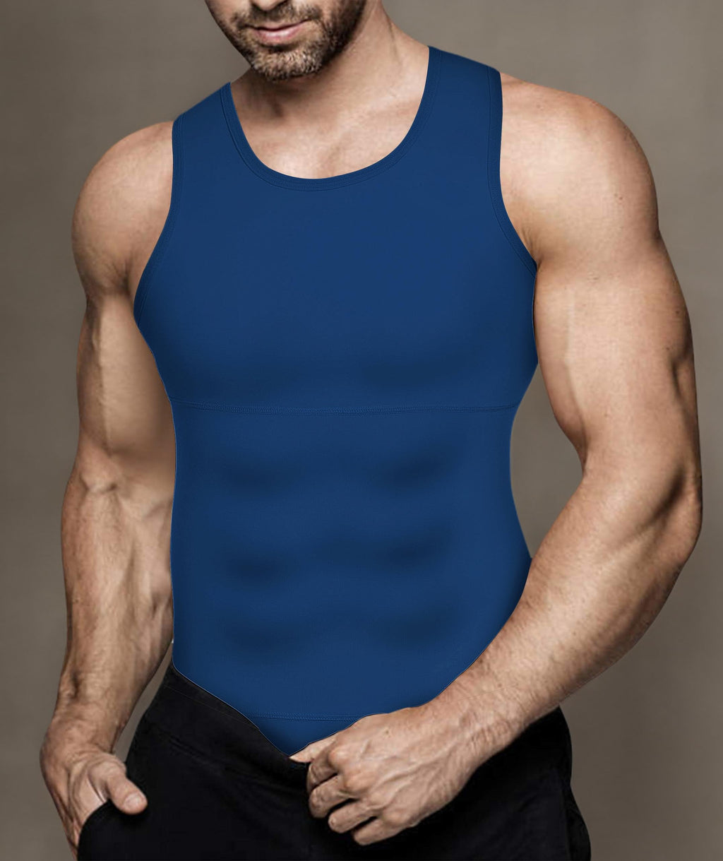 Mens Compression Shirt Slimming Body Shaper Vest Workout Tank Tops Abdomen