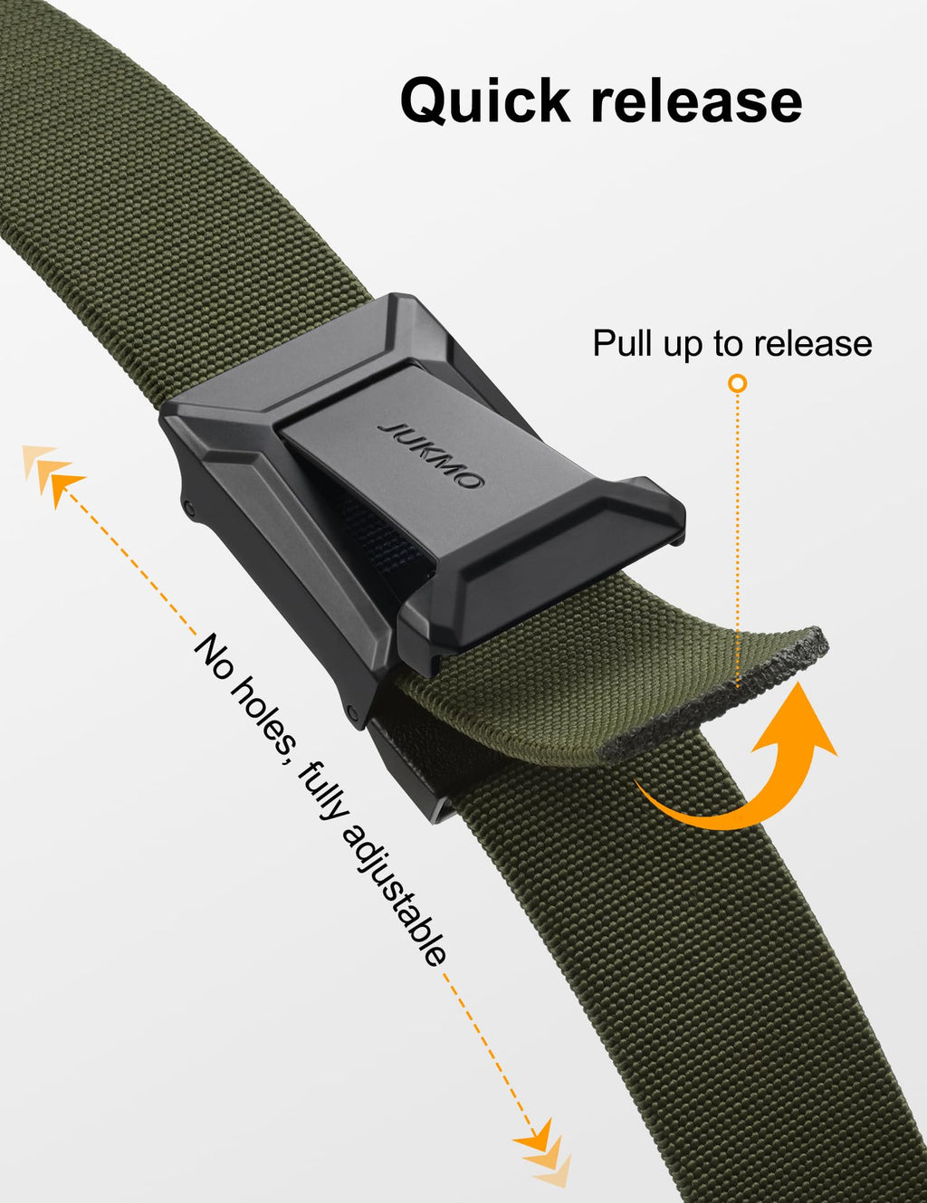 JUKMO Men's Stretch Tactical Belt, 1.5" Elastic Nylon Web with Flip Buckle