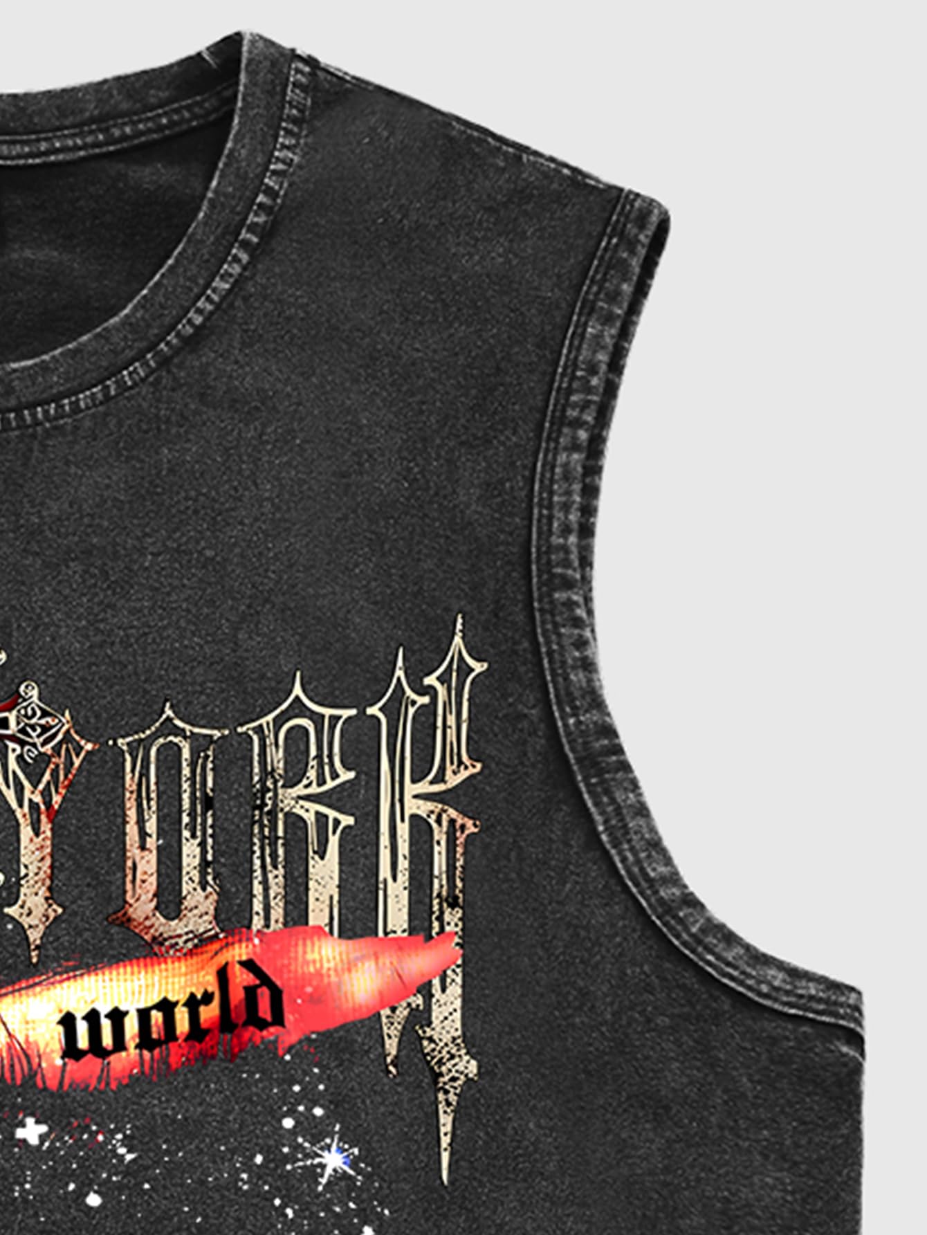 Verdusa Men's Graphic Tees Y2k Grunge Distressed Tee Summer Shirt Sreetwear