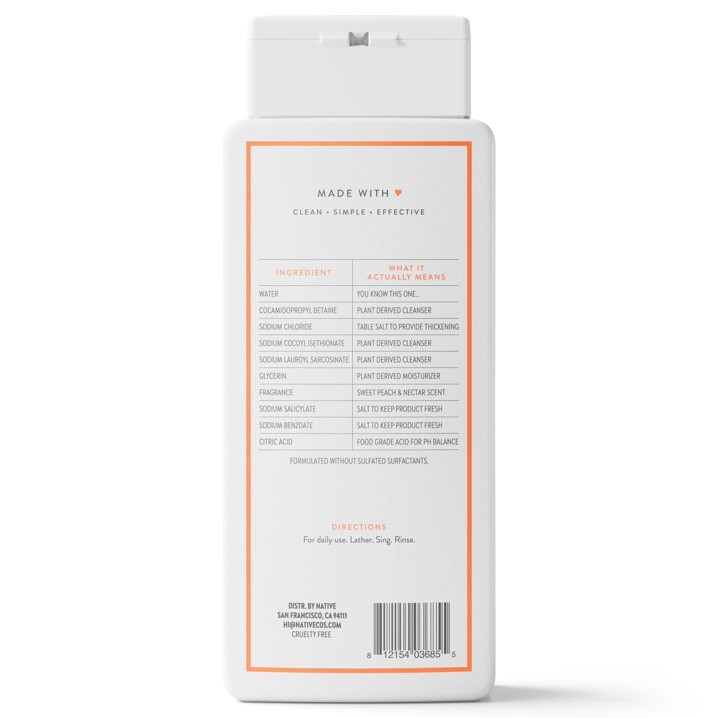 Native Clean Body Wash, Gentle & pH-balanced for Sensitive Skin, 24-Hr Freshness for Men & Women, Vegan & Cruelty-Free, Free of Sulfates, Parabens & Phthalates, Sea Salt & Cedar, 18 fl oz