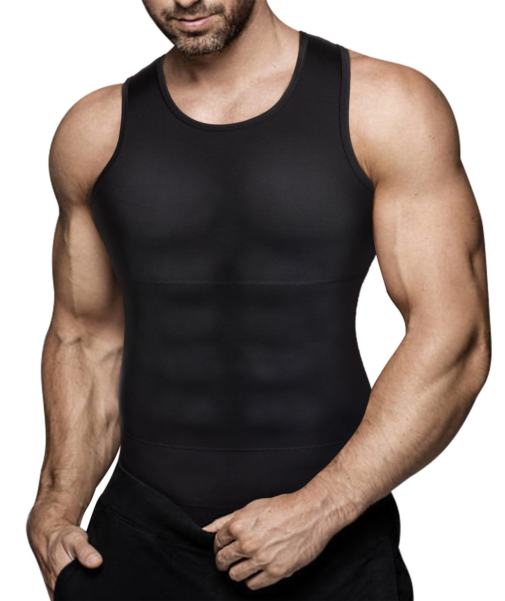 Mens Compression Shirt Slimming Body Shaper Vest Workout Tank Tops Abdomen