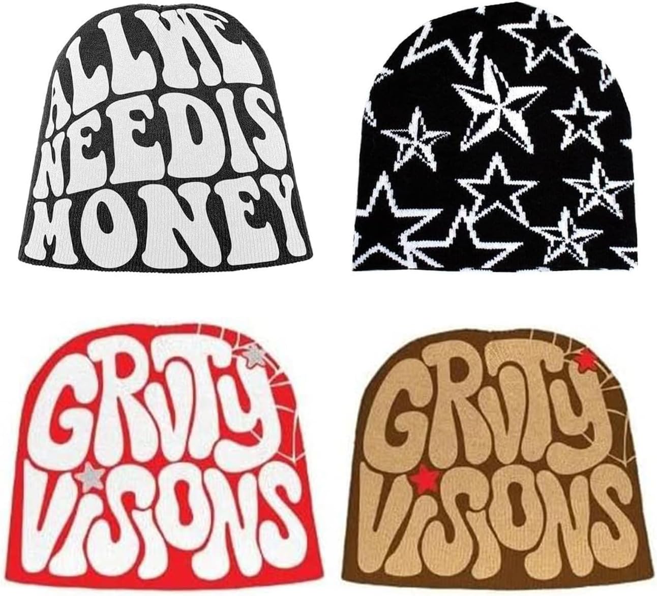 Y2K Knitted Beanies Hat Men Women Graphic Vintage Cap Gothic Warm Knitted Hat Streetwear Trend Beanie
