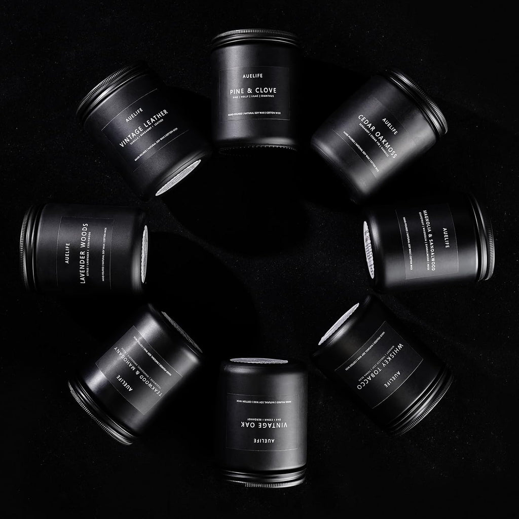 Auelife Candles for Men Gift Set, 4 Pack Soy Wax, Masculine