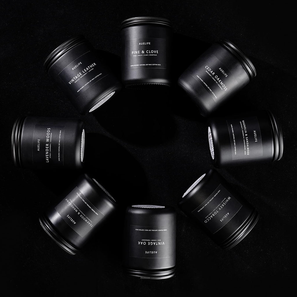 Auelife Candles for Men Gift Set, 4 Pack Soy Wax, Masculine