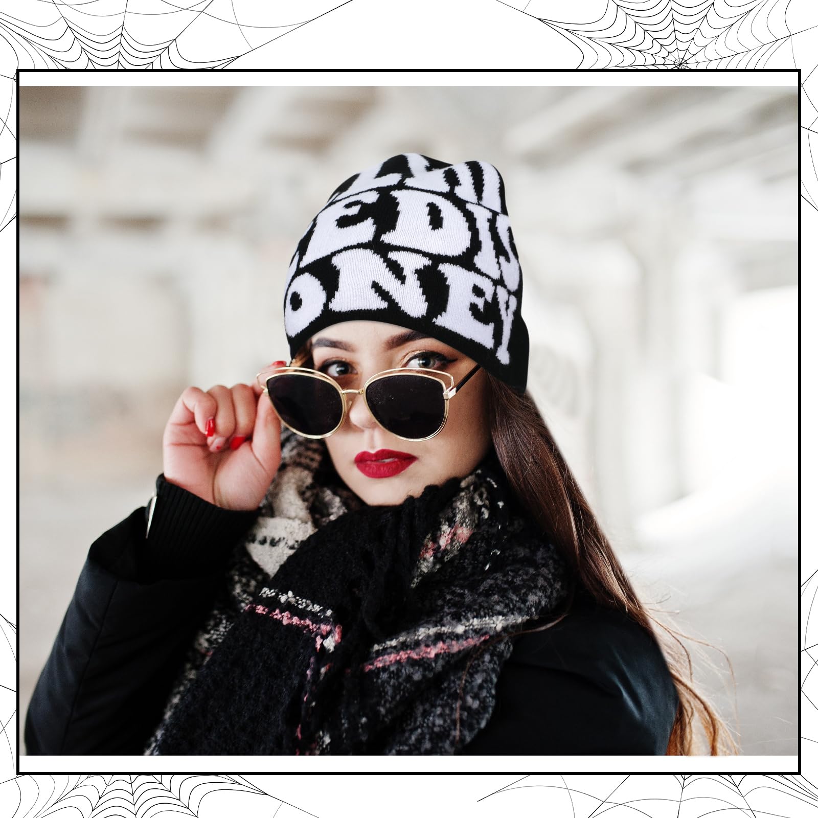 Ramede 4 Pcs Y2k Beanie - Double Sided Graphic Beanies for Men and Women, Acrylic Knitted Y2k Hats Accessories