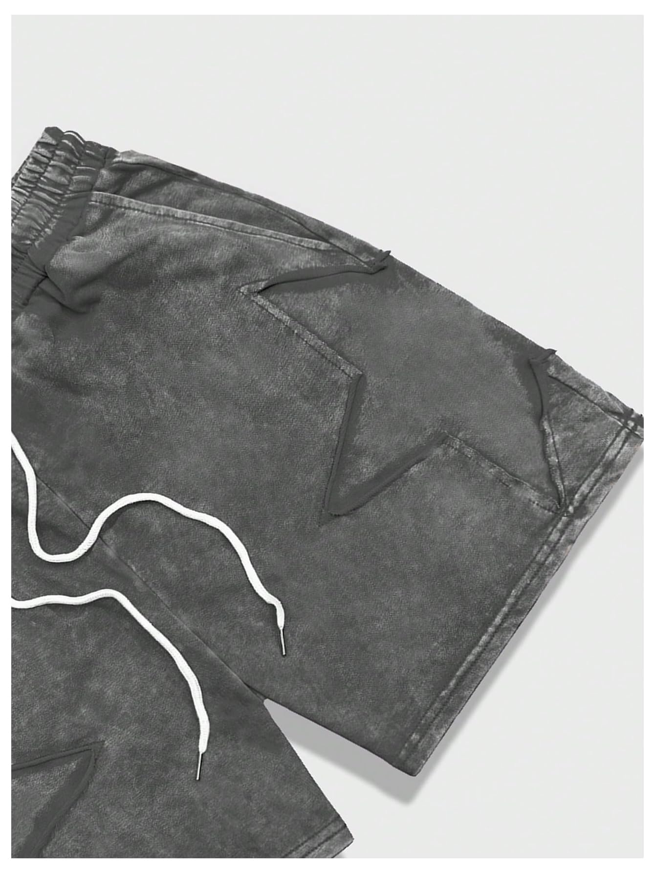 VIPWOLF Men's Star Graphic Y2k Shorts Distressed Track Shorts Streetwear