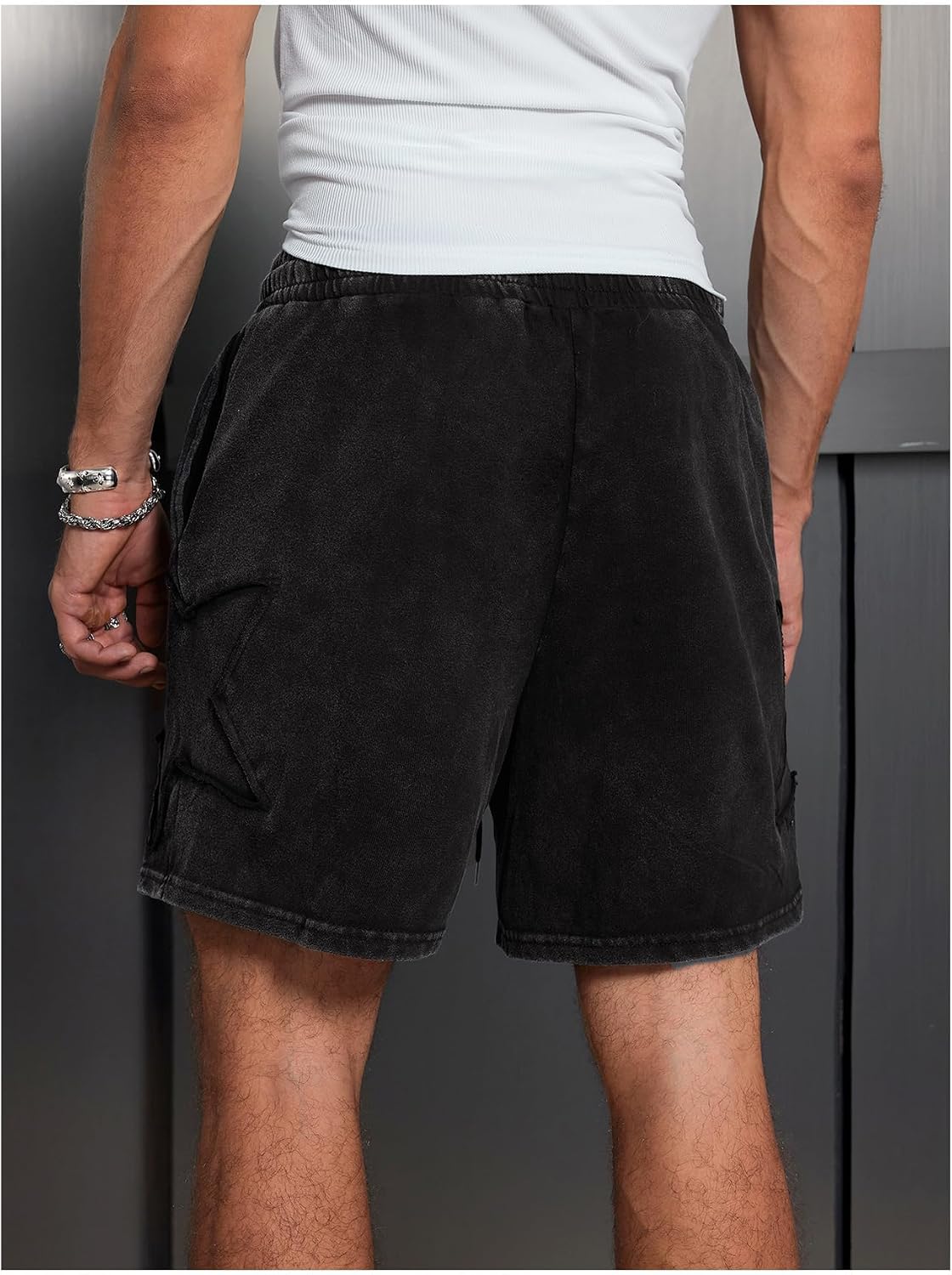 VIPWOLF Men's Star Graphic Y2k Shorts Distressed Track Shorts Streetwear