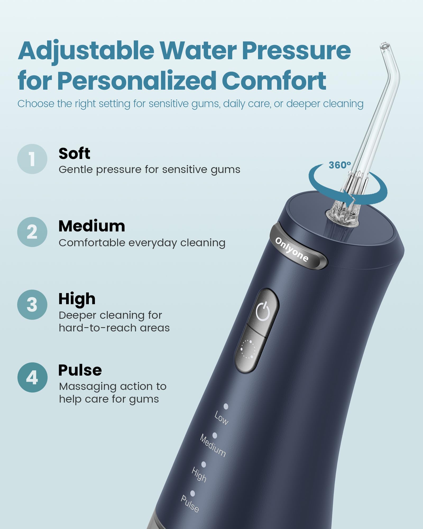 Onlyone Water Flosser with Adjustable Water Pressure for Daily Oral Care