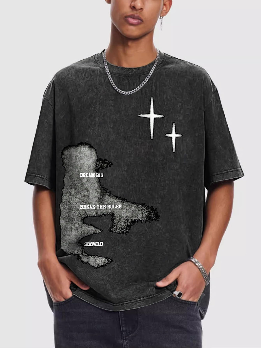 Verdusa Men's Y2k Graphic Tees Short Sleeve Crew Neck Grunge Shirts