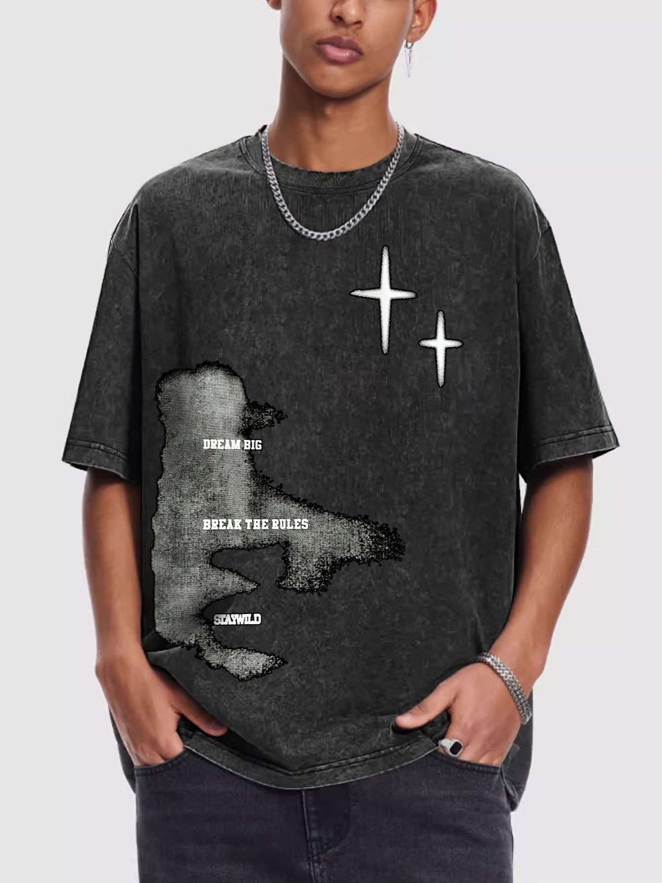 Verdusa Men's Y2k Graphic Tees Short Sleeve Crew Neck Grunge Shirts