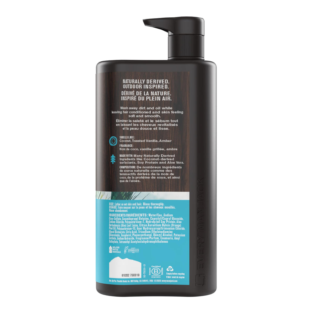 Every Man Jack 3-in-1 All Over Body Wash for Men, Cedar Red Sage, 2pk