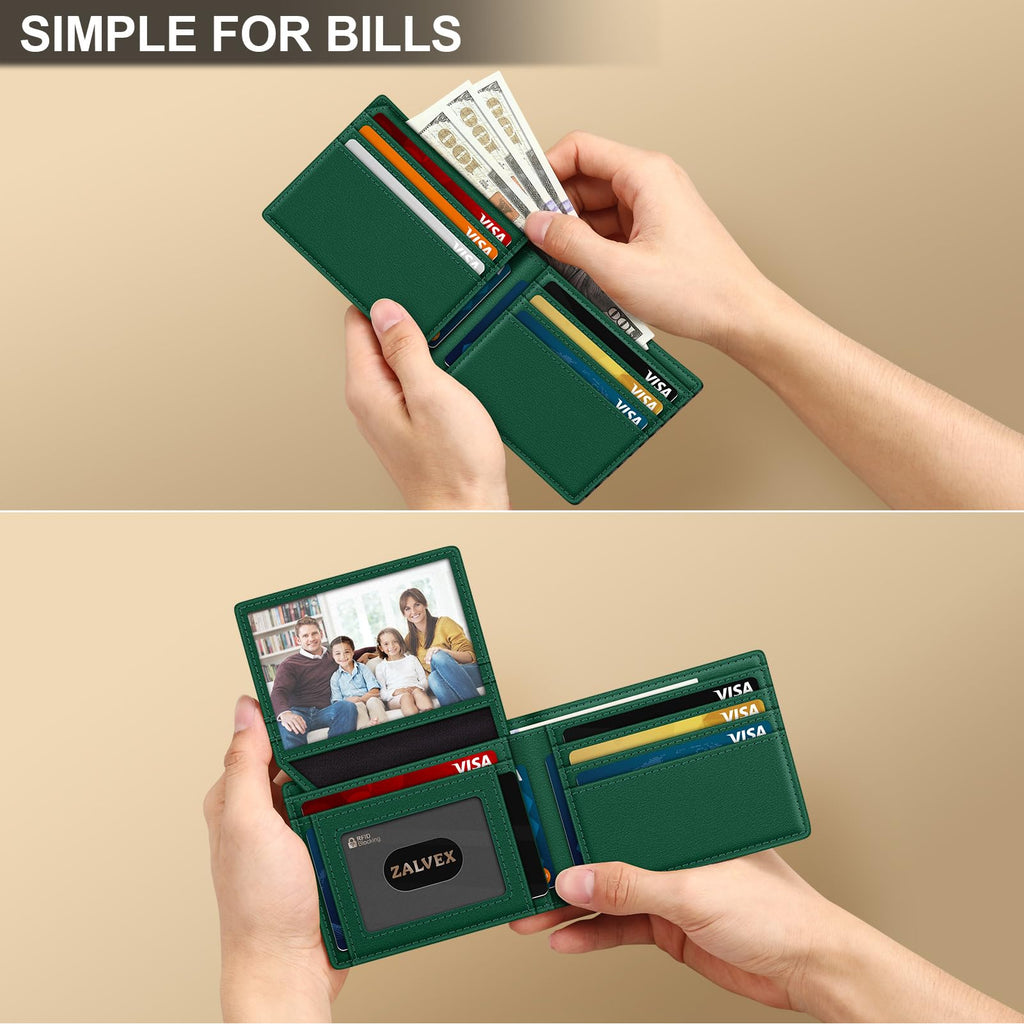 ZALVEX Wallet for Men Slim RFID Blocking Leather Credit Card Holder Wallet