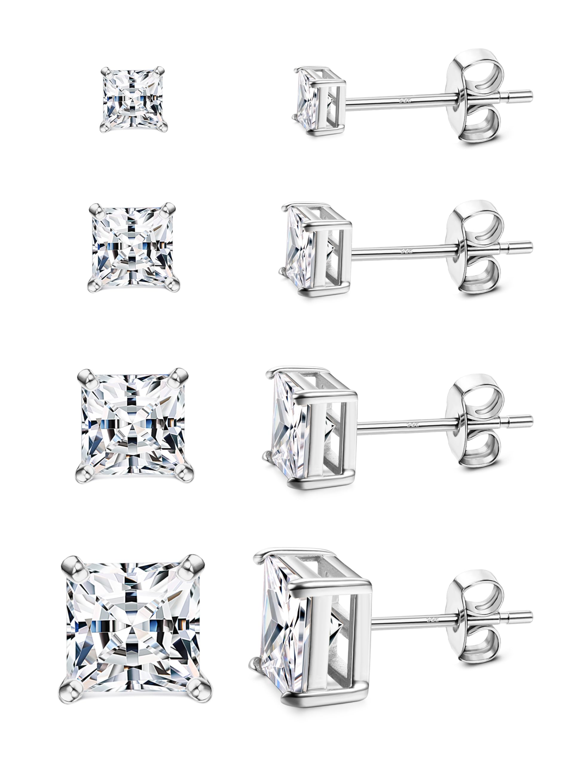 MILACOLATO S925 Sterling Silver Stud Earrings for Women Men Hypoallergenic 18K Gold Plated Cubic Zirconia Earrings Studs Brilliant Simulated Diamond Halo Earring for Sensitive Ears