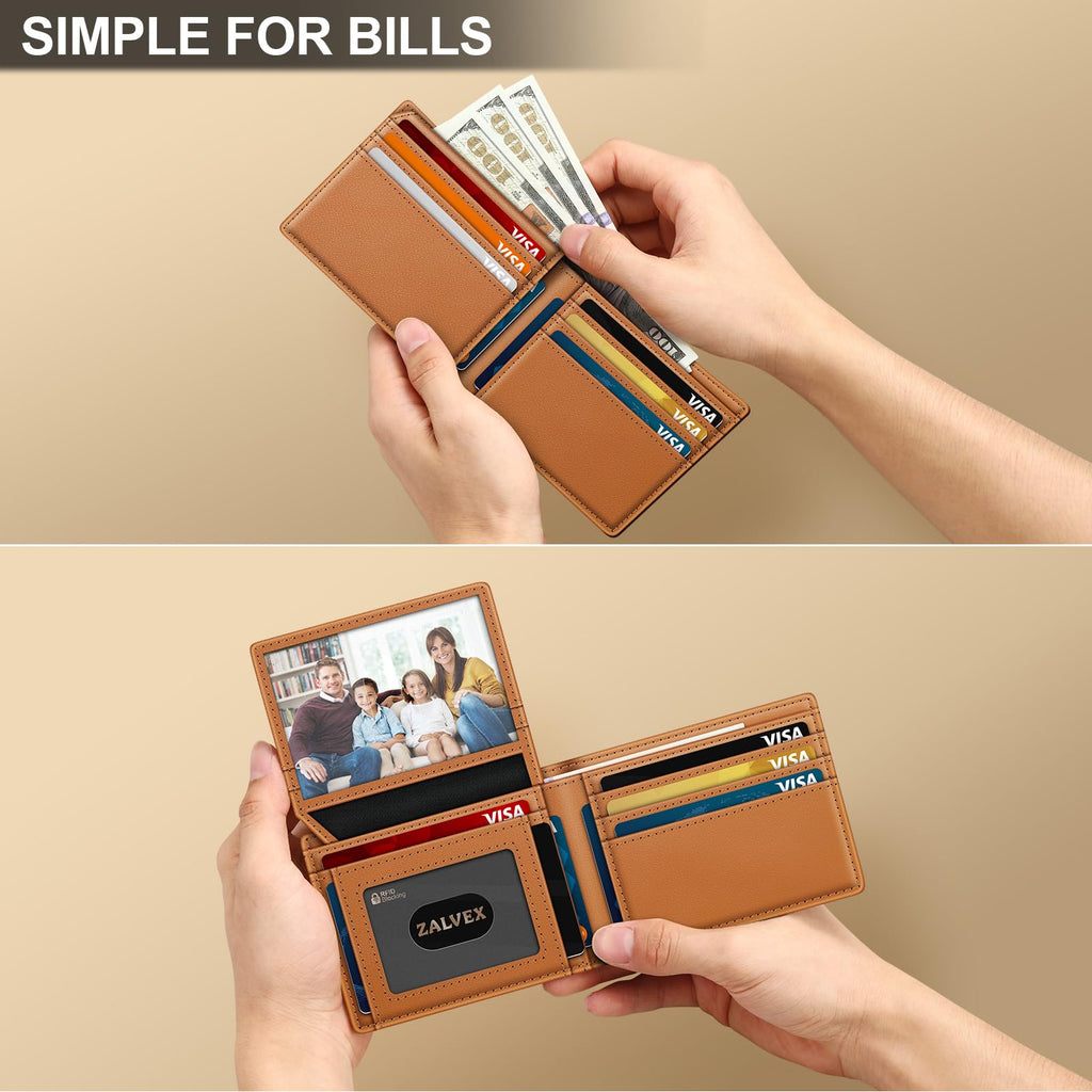 ZALVEX Wallet for Men Slim RFID Blocking Leather Credit Card Holder Wallet