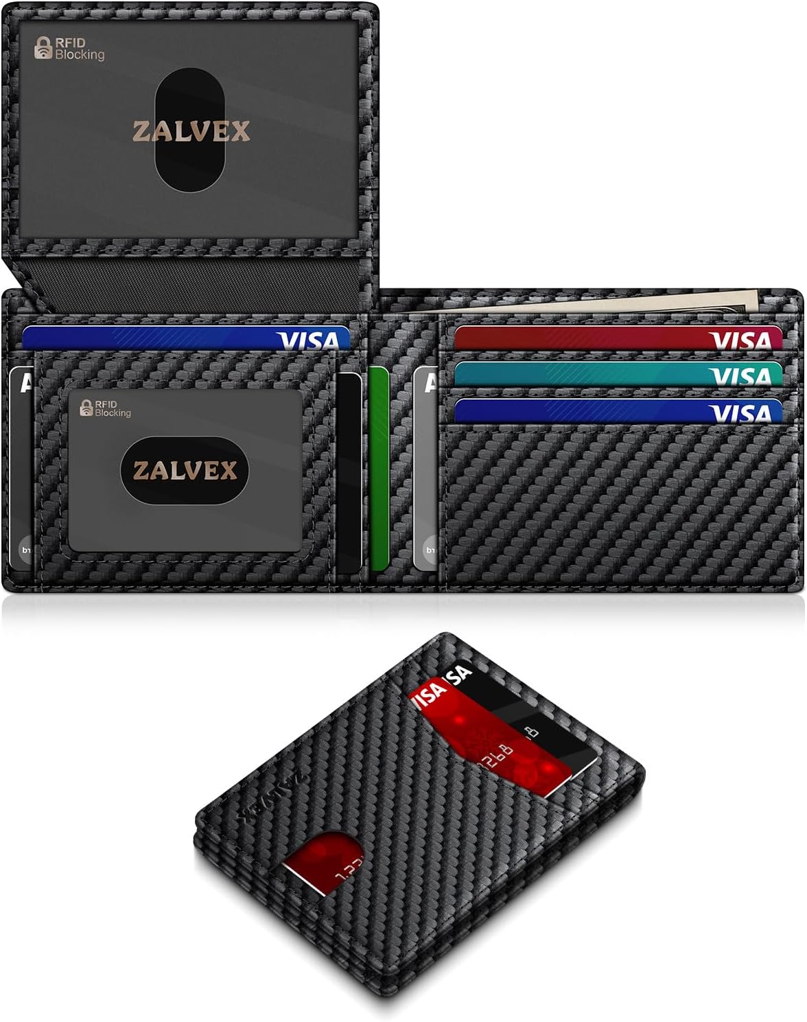 ZALVEX Wallet for Men Slim RFID Blocking Leather Credit Card Holder Wallet