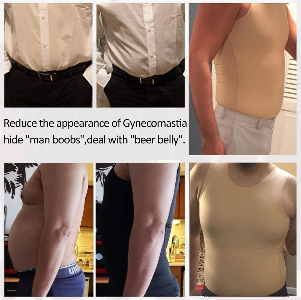 Mens Compression Shirt Slimming Body Shaper Vest Workout Tank Tops Abdomen