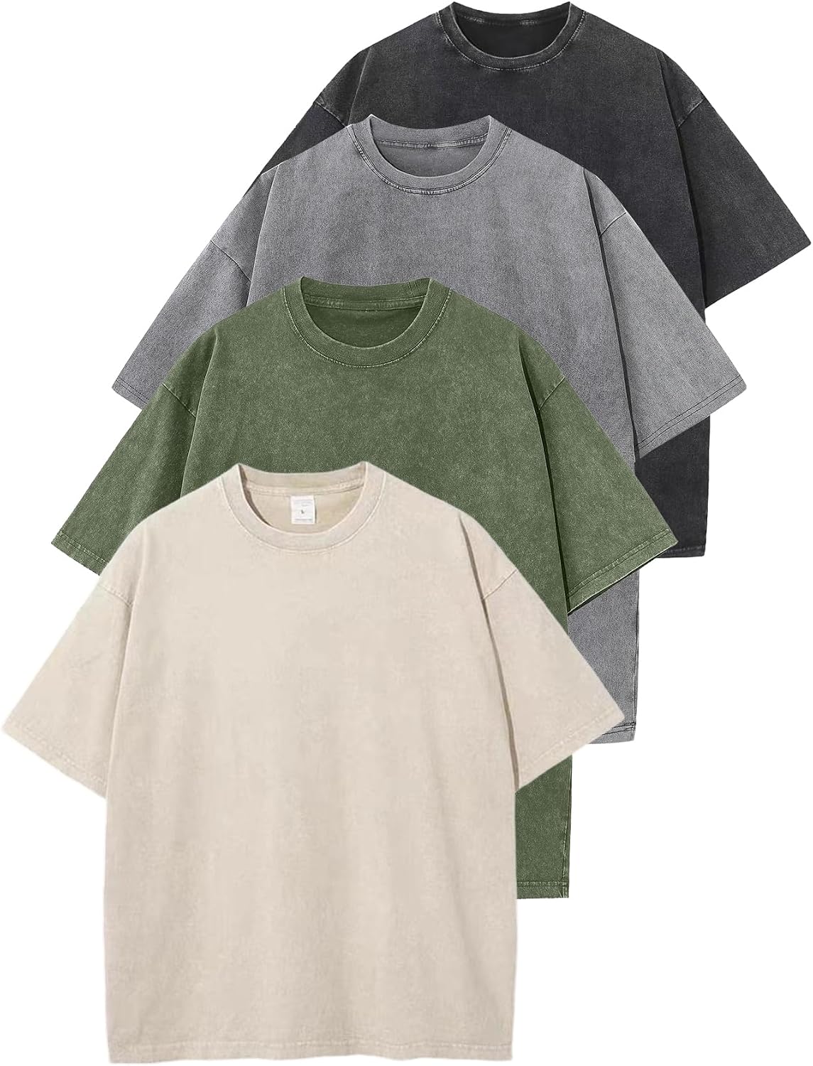 Arssm Men Oversized T Shirts Vintage Tee Loose Fit Short Sleeve Casual Streetwear Baggy Washed Unisex Tops