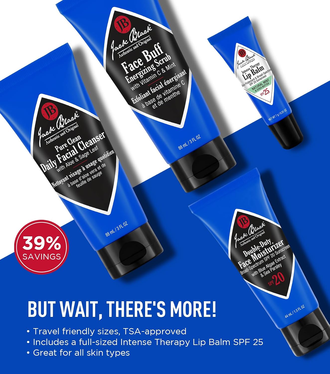 Jack Black Men's Skincare Kit, Men's Gift Set, Travel-Ready