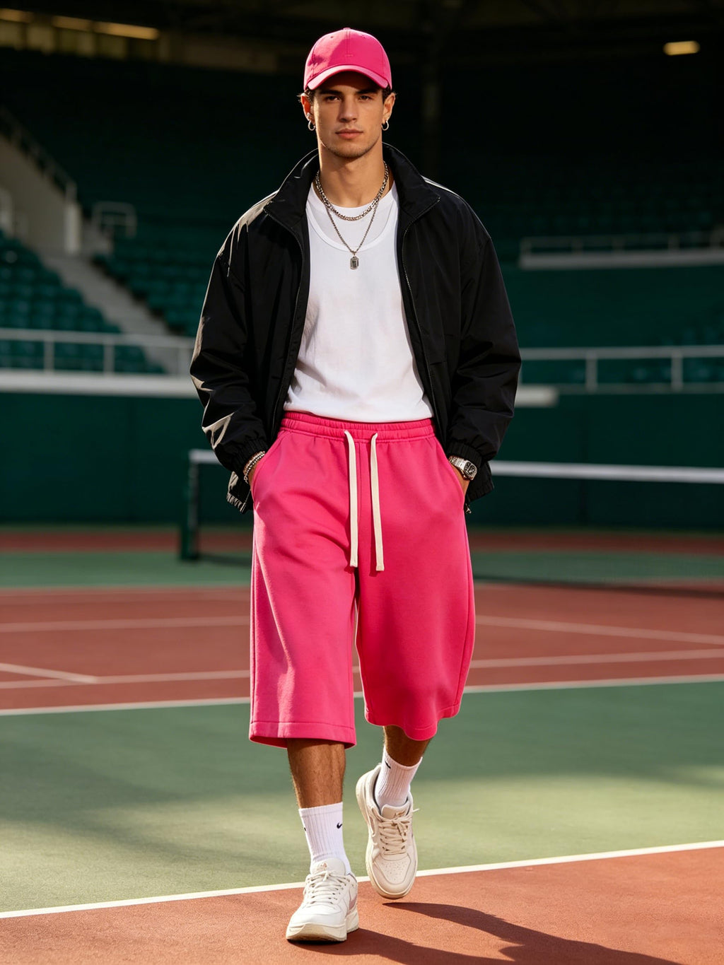 ZUY Men's Baggy Sweat Shorts Cotton Long Below Knee Fleece Capri Shorts 11" Athletic Casual 3/4 Pants with Pockets